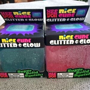 Set of 2 - NeeDoh Nice Cube Glitter & Glow
